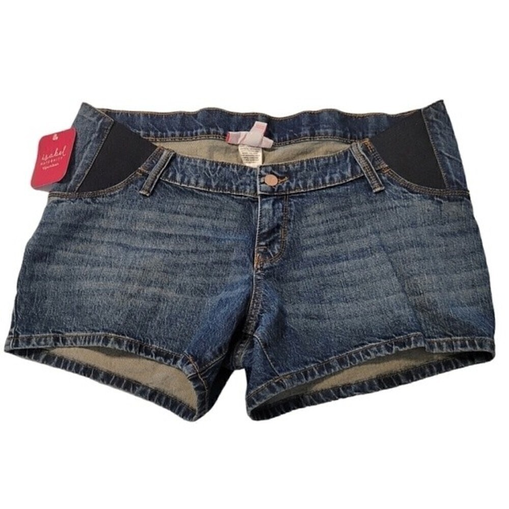 ISABEL Maternity Women’s Midi Denim Shorts With Expandable Side Panel Size 10